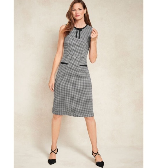 🖤TALBOTS🖤 TIPPED TIE NECK DRESS - HOUNDSTOOTH🖤 - Picture 3 of 9